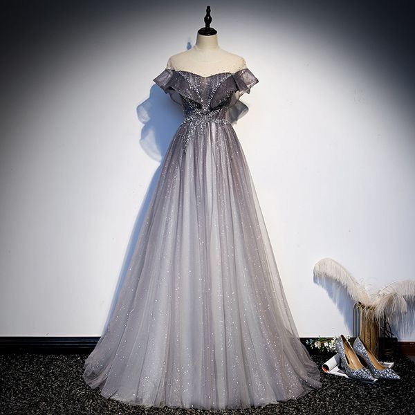 luxury shiny gray evening dresses off shoulder o-neck long beading sweep train a-line illusion cocktail party formal prom gowns, Black
luxury shiny gray evening dresses off shoulder o-neck long beading sweep train a-line illusion cocktail party formal prom gowns, Black