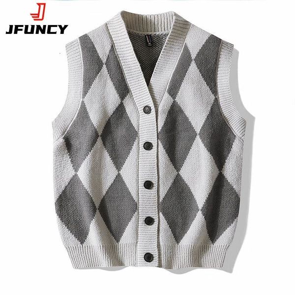 men s vests jfuncy men knit fashion oversize knitted cardigans v neck sleeveless sweater male autumn winter 230313, Black;white
men s vests jfuncy men knit fashion oversize knitted cardigans v neck sleeveless sweater male autumn winter 230313, Black;white