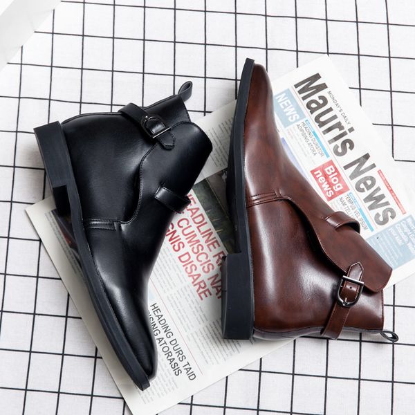men chelsea boots ankle boots pointed brown buckle retro classic fashion business shoes for men luxury designer motorcycle boots, Black;white
men chelsea boots ankle boots pointed brown buckle retro classic fashion business shoes for men luxury designer motorcycle boots, Black;white