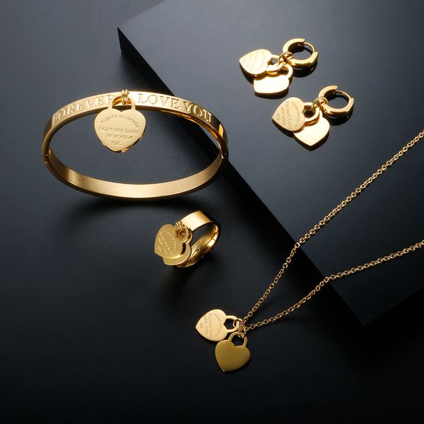 wedding jewelry sets trendy stainless steel heartshaped pendant jewelry set for women rings bangles bracelets necklace earrings charm love j, Slivery;golden
wedding jewelry sets trendy stainless steel heartshaped pendant jewelry set for women rings bangles bracelets necklace earrings charm love j, Slivery;golden