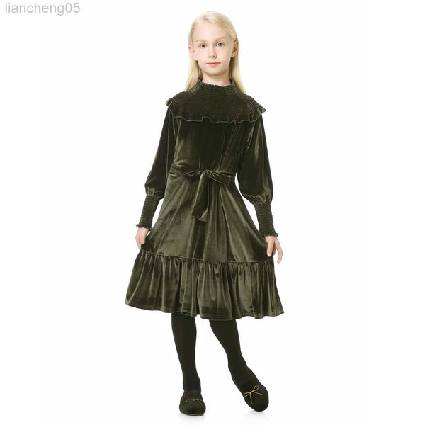 girl's dresses olive green color 2023 new fall baby teen girls dresses velvet big girl elegant dress elastic neck sleeve sister clothes, Red;yellow
girl's dresses olive green color 2023 new fall baby teen girls dresses velvet big girl elegant dress elastic neck sleeve sister clothes, Red;yellow