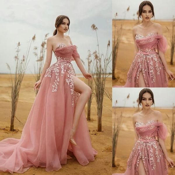 summer backless a line prom dresses strappless appliques side split western garden arabic bridal gowns custom made, Black
summer backless a line prom dresses strappless appliques side split western garden arabic bridal gowns custom made, Black