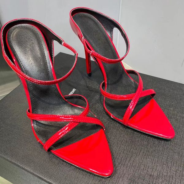 instep sling high-heeled sandals lacquered heel high heels open toes slides patent leather leather outsole slippers for women luxury designe, Black
instep sling high-heeled sandals lacquered heel high heels open toes slides patent leather leather outsole slippers for women luxury designe, Black