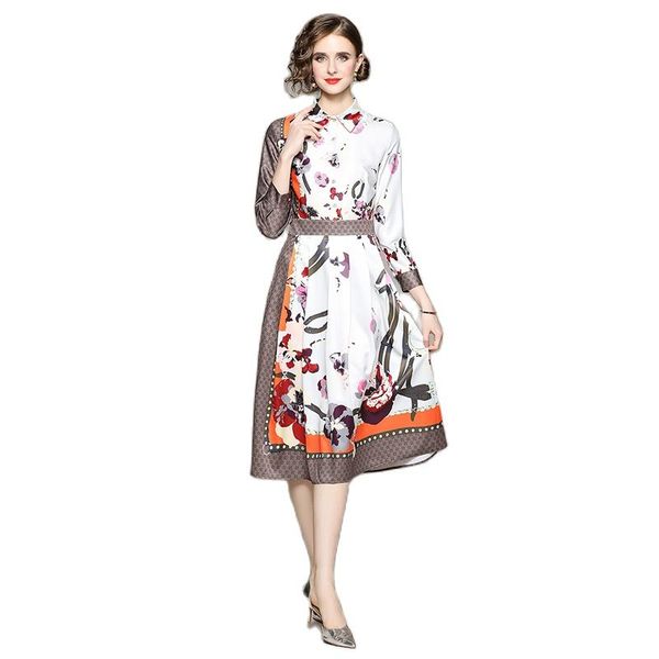 2023 designed printed midi dresses women elegant button front long sleeve casual office dress shirt waist spring and summer ladies beach res, Black;gray
2023 designed printed midi dresses women elegant button front long sleeve casual office dress shirt waist spring and summer ladies beach res, Black;gray