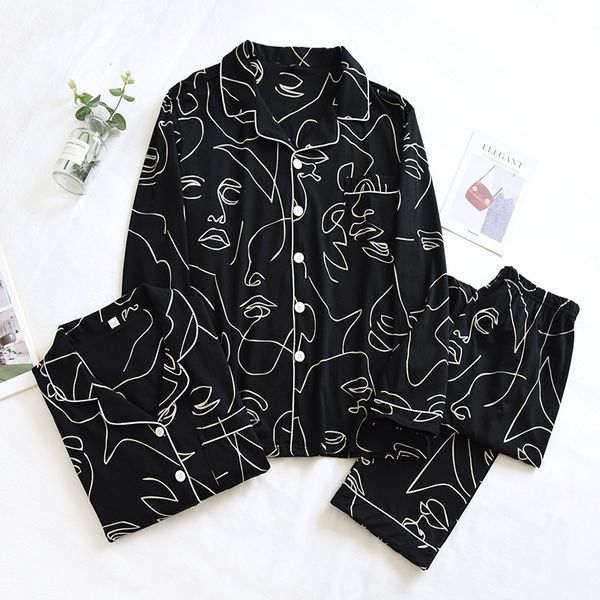 women's sleepwear spring and autumn couples 100% cotton pajamas long-sleeved trousers two-piece female abstract painting home service, Black;red
women's sleepwear spring and autumn couples 100% cotton pajamas long-sleeved trousers two-piece female abstract painting home service, Black;red