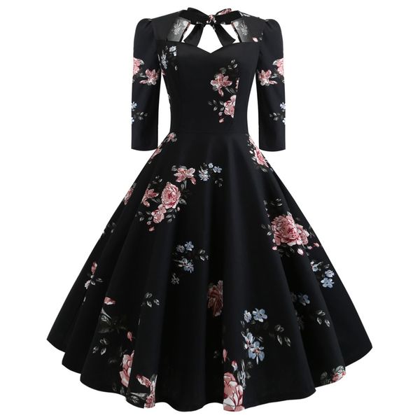 party dresses sweetheart neck vintage women dress pin up swing floral half sleeves bowknot vestidos evening party rockabilly retro dress 230, White;black
party dresses sweetheart neck vintage women dress pin up swing floral half sleeves bowknot vestidos evening party rockabilly retro dress 230, White;black