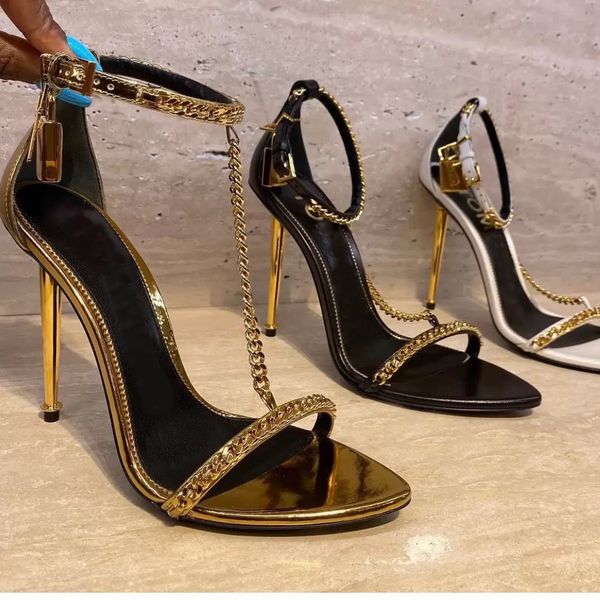 summer luxury mirror leather padlock pointed chain ankle-strap heeled sandals .5cm open toe metallic heel luxury designers party evening s, Black
summer luxury mirror leather padlock pointed chain ankle-strap heeled sandals .5cm open toe metallic heel luxury designers party evening s, Black