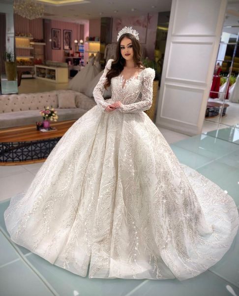 luxury ball gown wedding dresses long sleeves v neck sparkly sequins appliques beaded ruffles zipper diamonds bridal gowns plus size custom, White
luxury ball gown wedding dresses long sleeves v neck sparkly sequins appliques beaded ruffles zipper diamonds bridal gowns plus size custom, White