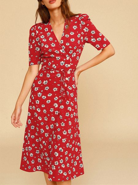 party dresses spring summer women v-neck wrap midi dress floral print short sleeve ladies slim waist holiday long robes 230314, White;black
party dresses spring summer women v-neck wrap midi dress floral print short sleeve ladies slim waist holiday long robes 230314, White;black
