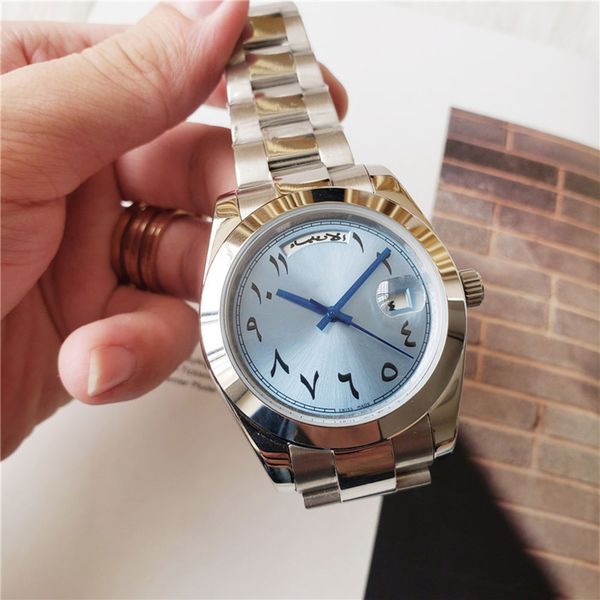 mens automatic mechanical watch 40mm arabic numerals light blue dial folding clasp steel strap fashion business watches gift for men, Slivery;brown
mens automatic mechanical watch 40mm arabic numerals light blue dial folding clasp steel strap fashion business watches gift for men, Slivery;brown