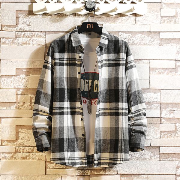 men's casual shirts brand for spring autumn long sleeves flannel korea style oversize 6xl 7xl shirt for men's plaid harajuku cloth, White;black
men's casual shirts brand for spring autumn long sleeves flannel korea style oversize 6xl 7xl shirt for men's plaid harajuku cloth, White;black