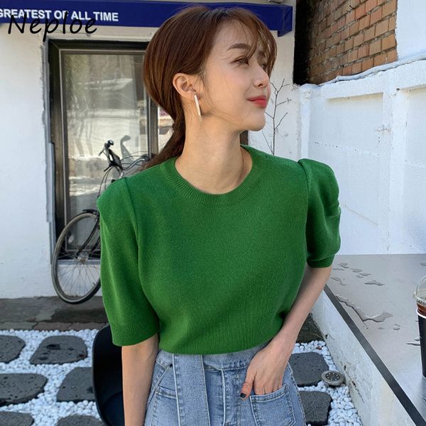 women's t-shirt neploe arrivals solid summer knitted t-shirt ladies o-neck puff sleeve female fashion chic sweet women tees 1f202 2303, White
women's t-shirt neploe arrivals solid summer knitted t-shirt ladies o-neck puff sleeve female fashion chic sweet women tees 1f202 2303, White
