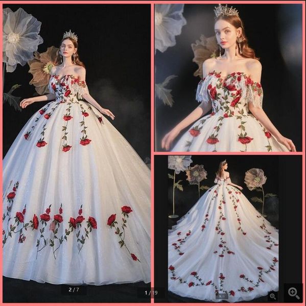 2023 new arrival white embroidery lace tulle ball gown wedding dress off the shoulder sweetheart neck luxury bridal gowns princess court tra
2023 new arrival white embroidery lace tulle ball gown wedding dress off the shoulder sweetheart neck luxury bridal gowns princess court tra