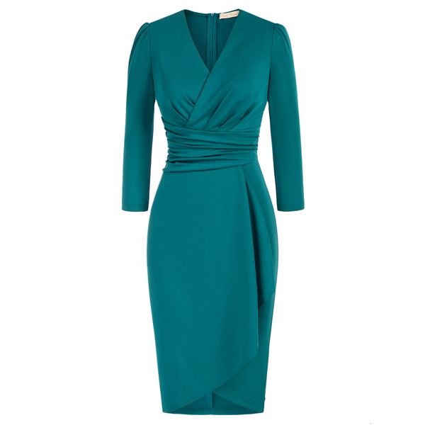 party dresses belle poque women vintage ruched dress 3/4 sleeve surplice v-neck wrap bodycon dress solid vintage party cocktail dresses a30, White;black 
party dresses belle poque women vintage ruched dress 3/4 sleeve surplice v-neck wrap bodycon dress solid vintage party cocktail dresses a30, White;black