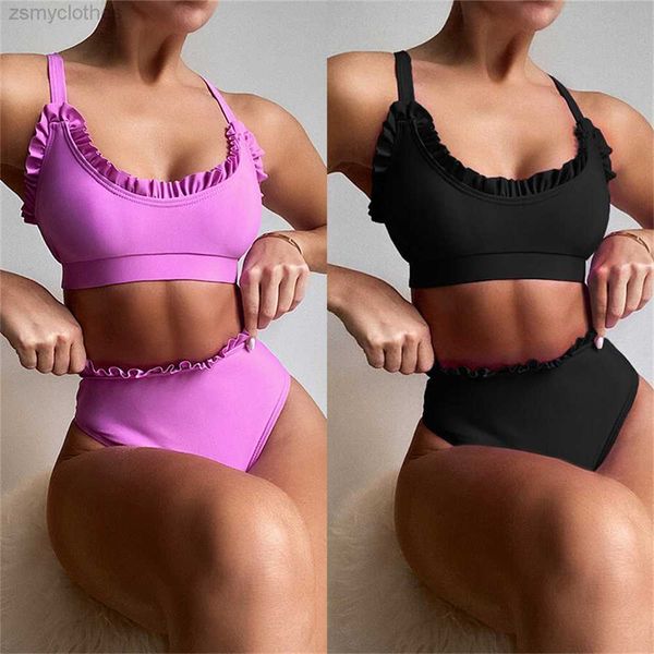 women's swimwear bikini 2022 swimwear swimsuit women solid ruffle high waist bikinis set bathing suit bikini taille haute biquinis femi, White;black
women's swimwear bikini 2022 swimwear swimsuit women solid ruffle high waist bikinis set bathing suit bikini taille haute biquinis femi, White;black