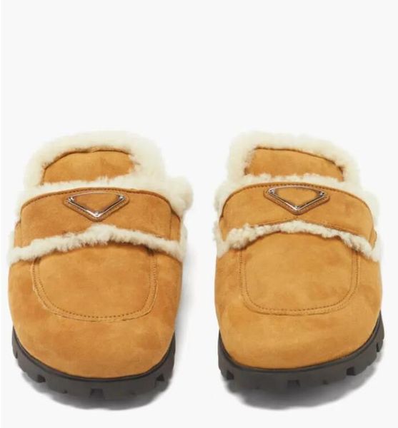 winter warm slipper luxury designer flat shoes woman triangle logo-plaque shearling backless loafer lug rubber sole with box 35-42, Black
winter warm slipper luxury designer flat shoes woman triangle logo-plaque shearling backless loafer lug rubber sole with box 35-42, Black