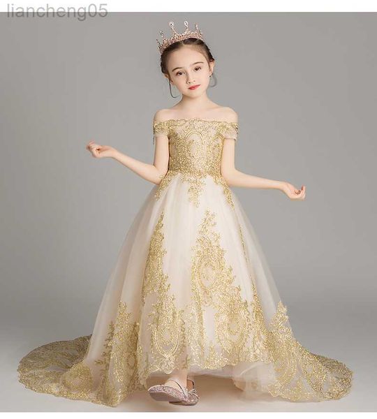girl's dresses off shoulder girl wedding dress golden sequin lace kids party first communion gown kids baptism pageant gown flower girl, Red;yellow
girl's dresses off shoulder girl wedding dress golden sequin lace kids party first communion gown kids baptism pageant gown flower girl, Red;yellow