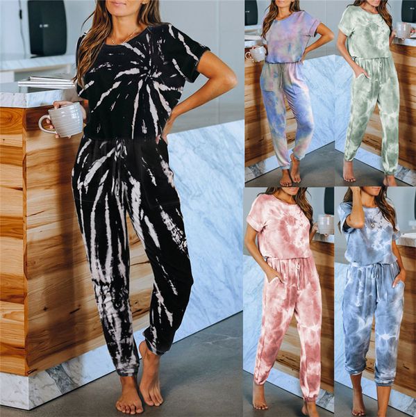 women's sleepwear women casual sleepwear set tie-dye leisure short sleeve pajama set female nightwear pants homewear 230314, Black;red
women's sleepwear women casual sleepwear set tie-dye leisure short sleeve pajama set female nightwear pants homewear 230314, Black;red