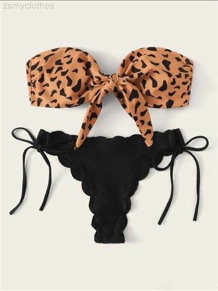 women's swimwear beach bikini 2022 woman front lace up tie strapless leopard swimsuit female push up ruffled bow bathing suit thong swi, White;black
women's swimwear beach bikini 2022 woman front lace up tie strapless leopard swimsuit female push up ruffled bow bathing suit thong swi, White;black