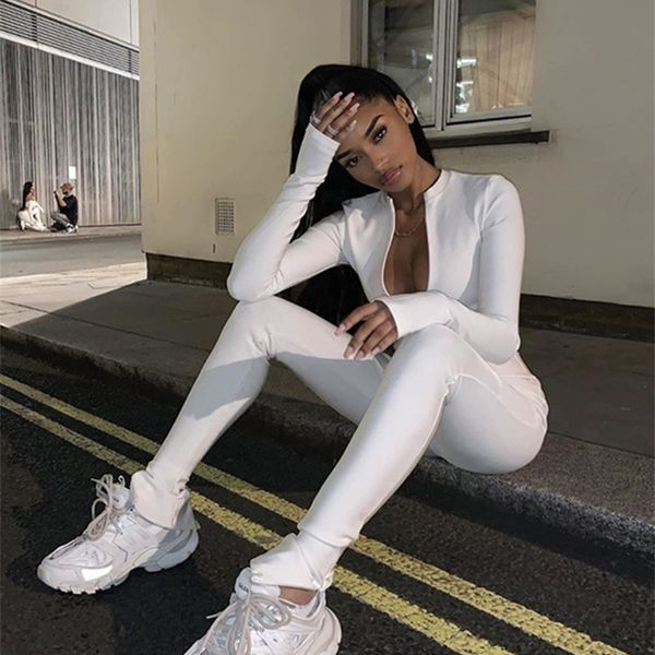 women's jumpsuits rompers kliou solid black/white bodycon jumpsuit women sporty rompers summer fitness long sleeve zipper elastic 23031
women's jumpsuits rompers kliou solid black/white bodycon jumpsuit women sporty rompers summer fitness long sleeve zipper elastic 23031