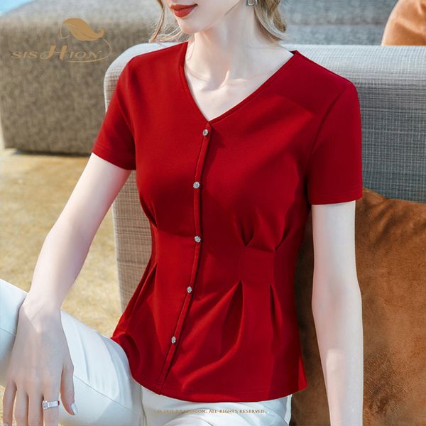 women's t-shirt sishion v neck cotton t shirt women vd3064 haut femme short sleeve black red white vintage blouses with buttons 230314
women's t-shirt sishion v neck cotton t shirt women vd3064 haut femme short sleeve black red white vintage blouses with buttons 230314