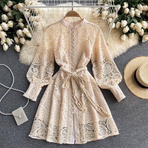 runway designer vintage mini dress hollow out embroidery stand collar lantern sleeve bow sashes lace up party dress 2022 aiwep, Black;gray
runway designer vintage mini dress hollow out embroidery stand collar lantern sleeve bow sashes lace up party dress 2022 aiwep, Black;gray