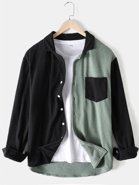 men's casual shirts men's patchwork corduroy long sleeve shirt autumn fashion casual daily japanese contrast color harajuku shirt, White;black
men's casual shirts men's patchwork corduroy long sleeve shirt autumn fashion casual daily japanese contrast color harajuku shirt, White;black