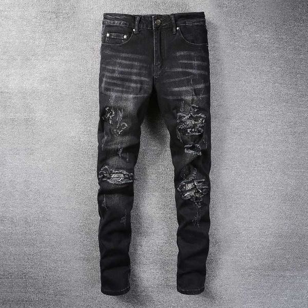 jeans mens am1r1 trousers pants mirri ripped fashion designer brand new men's white embroidery patch elastic slim denim hip hop high 1x, Blue
jeans mens am1r1 trousers pants mirri ripped fashion designer brand new men's white embroidery patch elastic slim denim hip hop high 1x, Blue