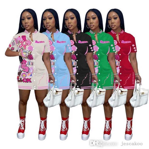 women casual dress summer one piece skirt button thread printed personalized dresses baseball tracksuit sportswear, Black;gray
women casual dress summer one piece skirt button thread printed personalized dresses baseball tracksuit sportswear, Black;gray