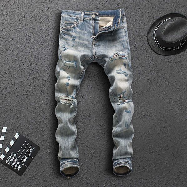 jeans mens am1r1 trousers pants mirri ripped fashion designer brand high-end knee hole patch slim fit male hip hop high street leisure rfim, Blue
jeans mens am1r1 trousers pants mirri ripped fashion designer brand high-end knee hole patch slim fit male hip hop high street leisure rfim, Blue