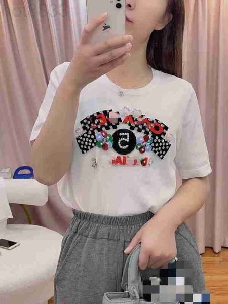 women's t-shirt designer spring and summer 2023 new product letter color jacquard fashion versatile casual short-sleeved knitted trend, White
women's t-shirt designer spring and summer 2023 new product letter color jacquard fashion versatile casual short-sleeved knitted trend, White