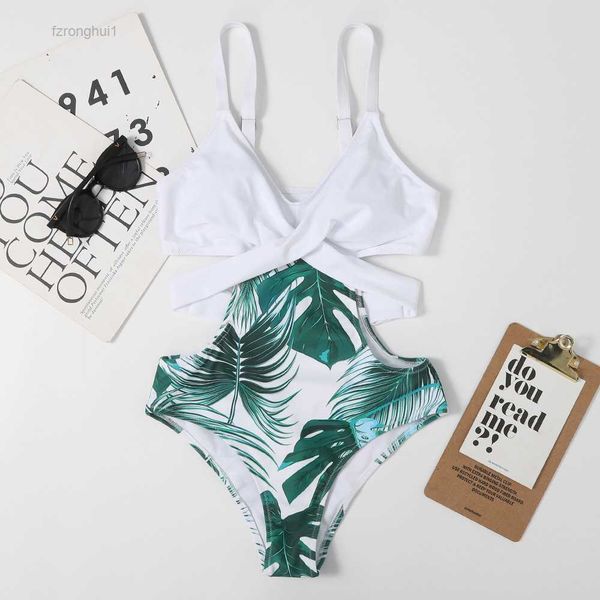 women's swimwear one-piece leaf flower color-blocking swimsuit with triangle bikini 7b36, White;black
women's swimwear one-piece leaf flower color-blocking swimsuit with triangle bikini 7b36, White;black