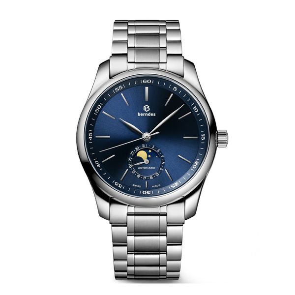 men's automatic mechanical watch sun, moon and stars show business watch waterproof design, Slivery;brown
men's automatic mechanical watch sun, moon and stars show business watch waterproof design, Slivery;brown