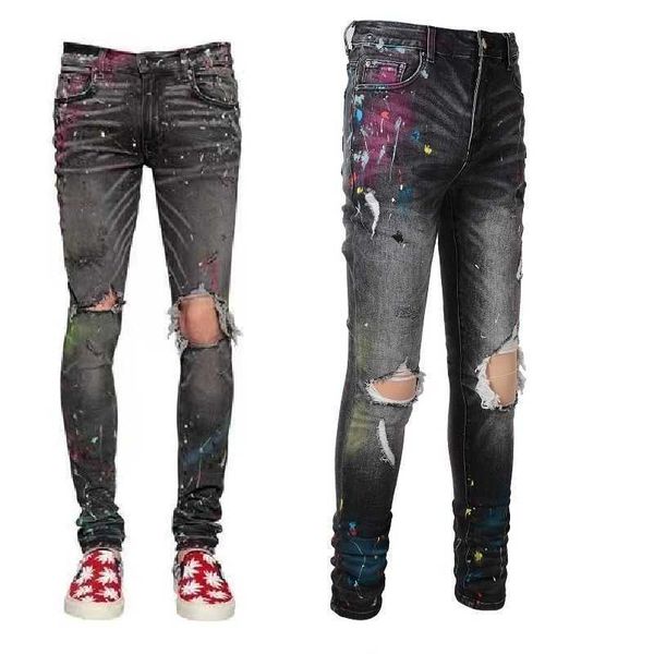 jeans mens am1r1 trousers pants mirri ripped fashion designer brand high street style color knee slim elastic men's hip hop leisure coo, Blue
jeans mens am1r1 trousers pants mirri ripped fashion designer brand high street style color knee slim elastic men's hip hop leisure coo, Blue