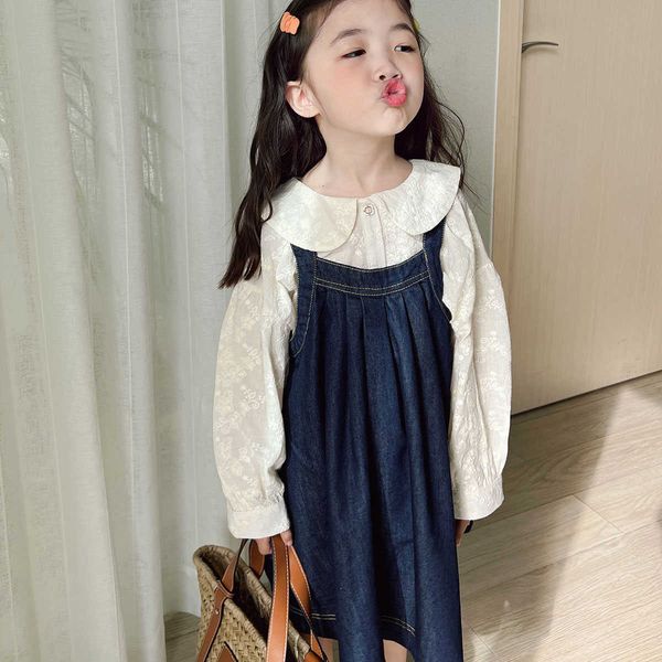 clothing sets spring autumn girls' clothing sets lady style longsleeved children's suit cute denim suspender dress lace shirt suit, White
clothing sets spring autumn girls' clothing sets lady style longsleeved children's suit cute denim suspender dress lace shirt suit, White