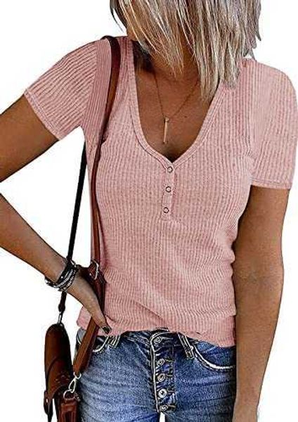 women's knit 2023 short sleeve button v neck ribbed shirts summer solid color casual teeel75, White
women's knit 2023 short sleeve button v neck ribbed shirts summer solid color casual teeel75, White