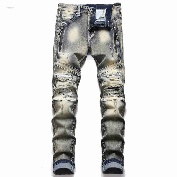men's jeans new with holes, personality, nostalgic zipper, decorative , fashionable men kmx8 tncp, Blue
men's jeans new with holes, personality, nostalgic zipper, decorative , fashionable men kmx8 tncp, Blue