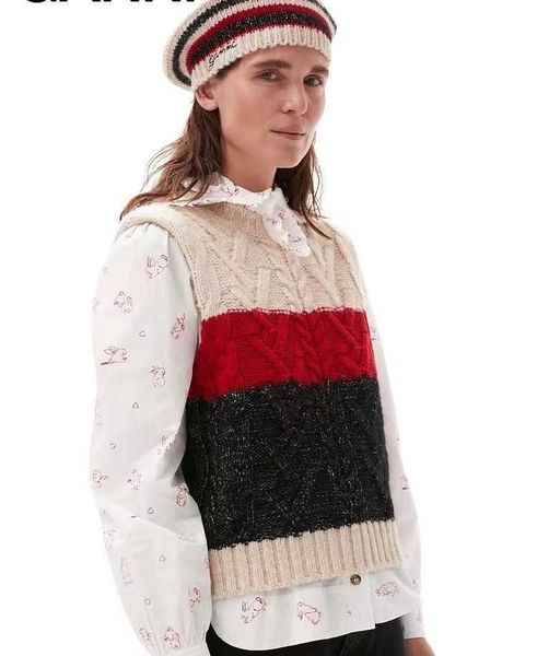 ganni 2023ss women designer vest fashion round neck slim fit knitted vest, Black;white
ganni 2023ss women designer vest fashion round neck slim fit knitted vest, Black;white
