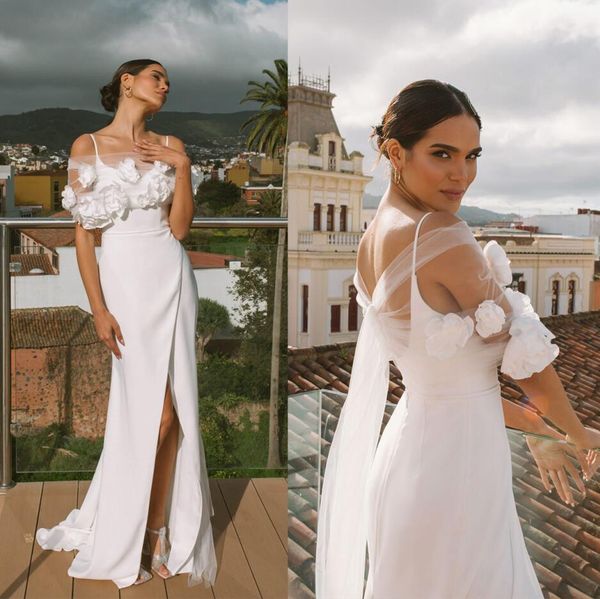 beach summer mermaid wedding dresses 3d flowers appliques backless bride dress elegant simple bridal gowns, White
beach summer mermaid wedding dresses 3d flowers appliques backless bride dress elegant simple bridal gowns, White