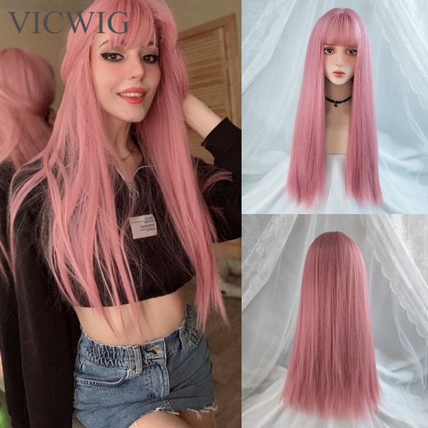 synthetic wigs vicwig cosplay with bangs straight hair 24 inch long heat resistant pink for women 230314, Black
synthetic wigs vicwig cosplay with bangs straight hair 24 inch long heat resistant pink for women 230314, Black