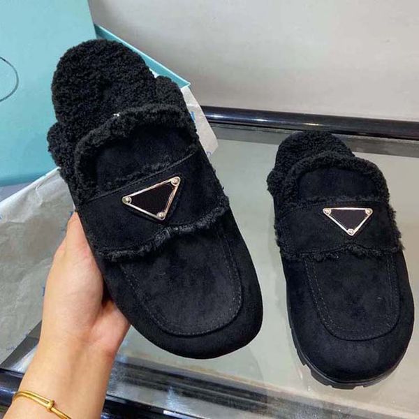 luxury wool slippers womens designer metal perforated rubber soles tire embossed soles random matching with versatile slippers, Black
luxury wool slippers womens designer metal perforated rubber soles tire embossed soles random matching with versatile slippers, Black