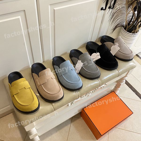 designers slippers women suede mules rubber flat sandals thick bottom mule classic boston slippper wrapped toe leather sandal ladies beach f, Black
designers slippers women suede mules rubber flat sandals thick bottom mule classic boston slippper wrapped toe leather sandal ladies beach f, Black
