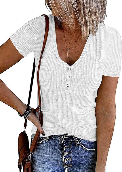 women's knit 2023 short sleeve button v neck ribbed shirts summer solid color casual teeo7ha, White
women's knit 2023 short sleeve button v neck ribbed shirts summer solid color casual teeo7ha, White