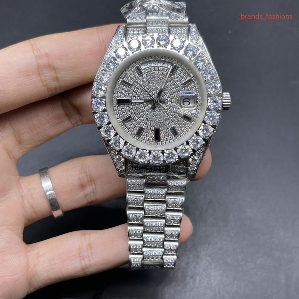new men's prong set diamond watch silver diamond case 316l iced out diamonds stainless steel strap wristwatch automatic mechanical watc, Slivery;brown
new men's prong set diamond watch silver diamond case 316l iced out diamonds stainless steel strap wristwatch automatic mechanical watc, Slivery;brown