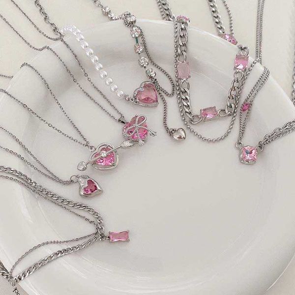 chokers new kpop goth pink crystal heart pendant pearl zircon chain collares aesthetic necklace for women y2k grunge jewelry accessories y23, Golden;silver
chokers new kpop goth pink crystal heart pendant pearl zircon chain collares aesthetic necklace for women y2k grunge jewelry accessories y23, Golden;silver