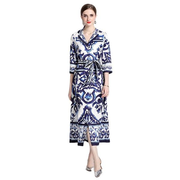 elegant printed suit collar shirt long dress middle sleeve for women 2023 summer designer floral pocket midi dresses ladies button down sash, Black;gray
elegant printed suit collar shirt long dress middle sleeve for women 2023 summer designer floral pocket midi dresses ladies button down sash, Black;gray