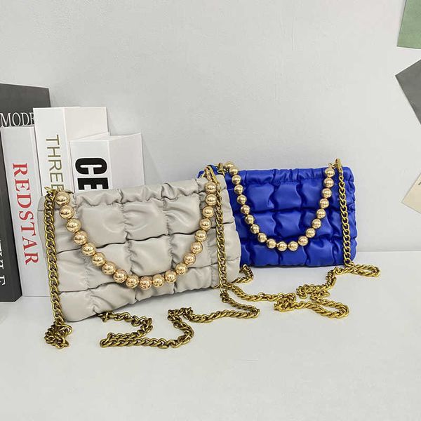 bag 2023 spring new women's bag pu chain messenger fashion pleated shoulder 230315