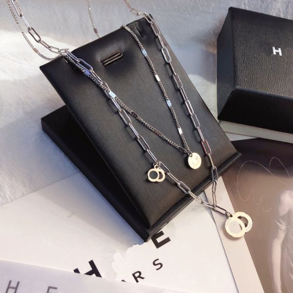 sier plated necklace double layer necklaces delicate design pendant necklaces popular fashion international brand simple lady premium, Silver
sier plated necklace double layer necklaces delicate design pendant necklaces popular fashion international brand simple lady premium, Silver