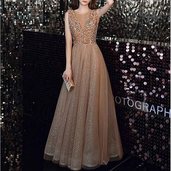 champagne gold prom dresses illusion o-neck a-line sequined beaded sleeveless shiny luxury guests evening women bridesmaid gowns 2023, Black
champagne gold prom dresses illusion o-neck a-line sequined beaded sleeveless shiny luxury guests evening women bridesmaid gowns 2023, Black