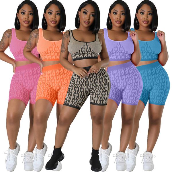 2023 summer women tracksuits two piece pants set yoga outfits designer jogging suit solid color elastic knitting printing halter sports vest, Gray
2023 summer women tracksuits two piece pants set yoga outfits designer jogging suit solid color elastic knitting printing halter sports vest, Gray